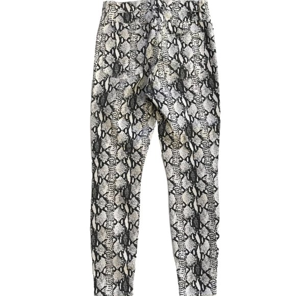 Frame Ali High Rise Skinny Cigarette Jeans Womens 27 Black Cream Python - Picture 11 of 12